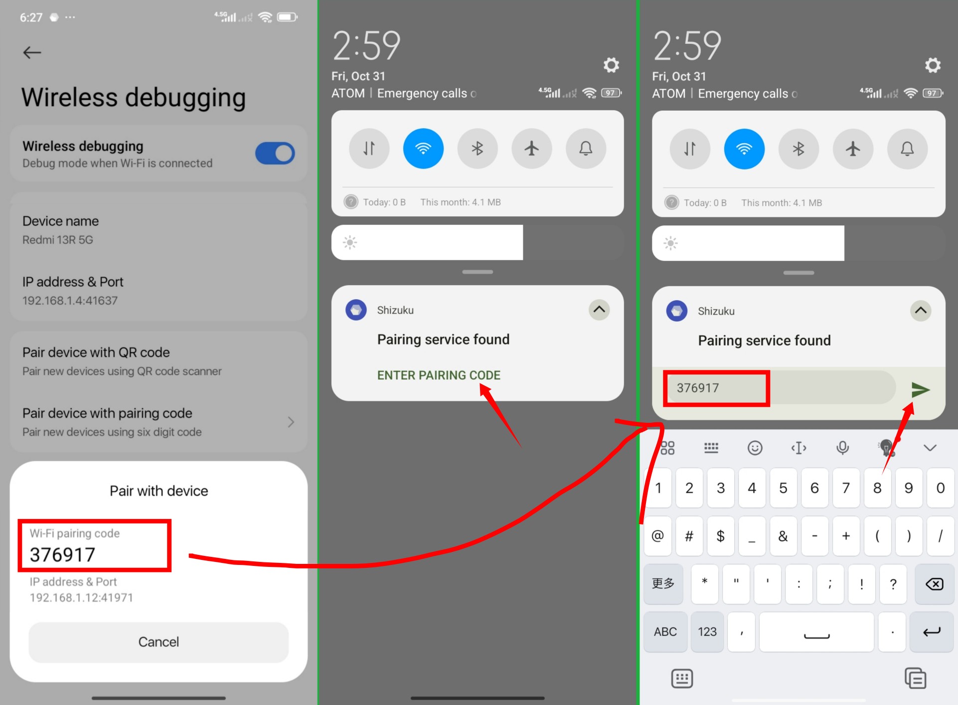 Pair device with pairing code inside Notification